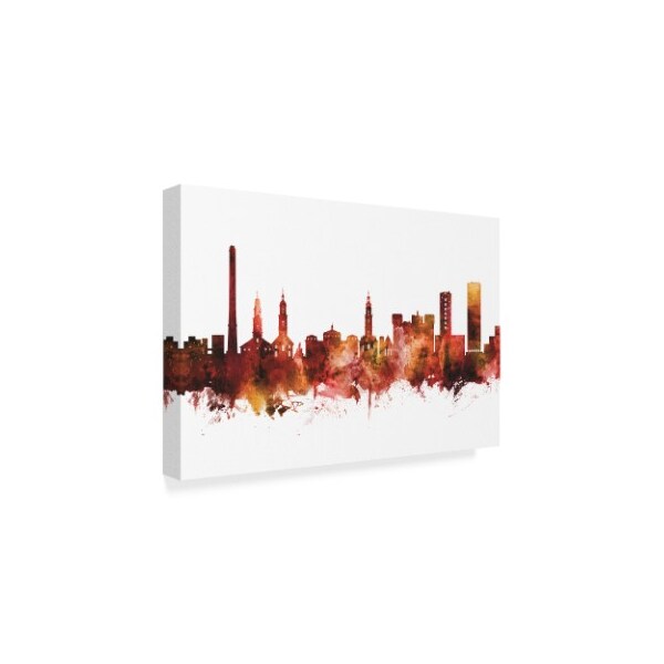 Michael Tompsett 'Erlangen Germany Skyline Red' Canvas Art,12x19